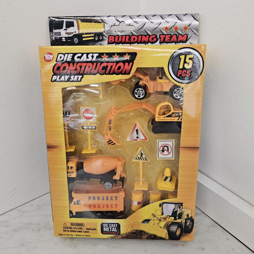 15 pc Diecast Construction Playset