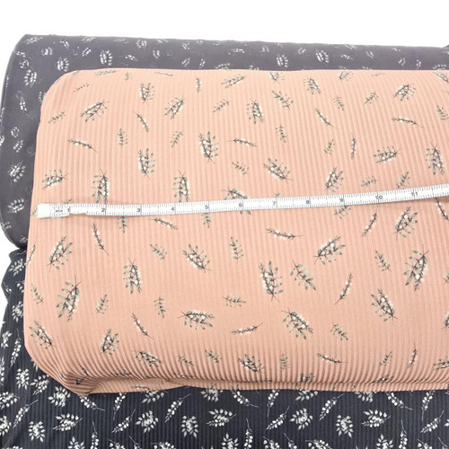 Beth's Exclusive Scattered Leaves Black Poly Rib Knit Fabric (sold by half yards)