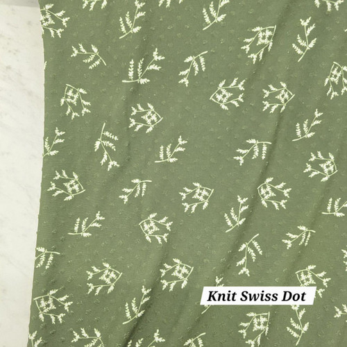 Beth's Exclusive Simple Grains on Green Knit Swiss Dot Fabric (sod by half yards) Beth's Exclusive Simple Grains on Green Knit Swiss Dot Fabric (sod by half yards)