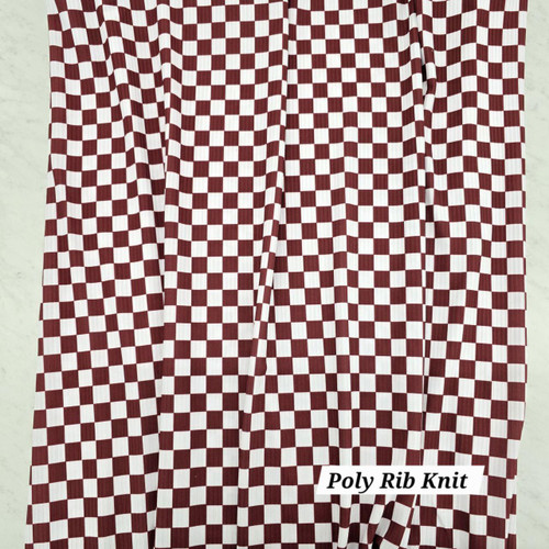 Red/White Checks Poly Rib Knit Fabric (sold by half yards) Red/White Checks Poly Rib Knit Fabric (sold by half yards)