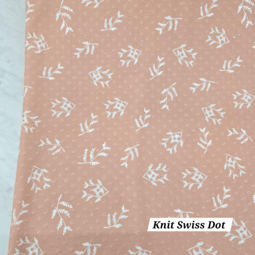 Beth's Exclusive Simple Grains on Peach Knit Swiss dot Fabric (sold by half yards)