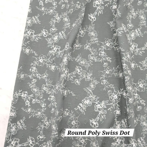 Forest Green Simple Rose Design Round Poly Swiss Dot Fabric (sold by half yard) Forest Green Simple Rose Design Round Poly Swiss Dot Fabric (sold by half yard)