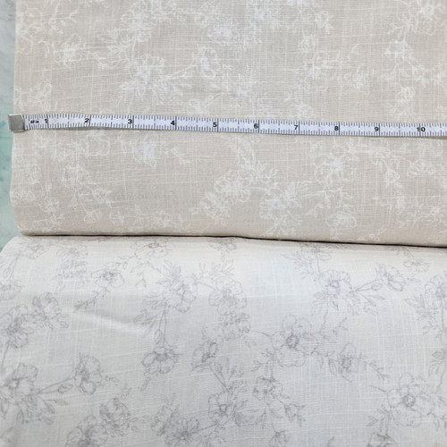 Simple Rose Vine Design Linen Fabric (sold by half yard)