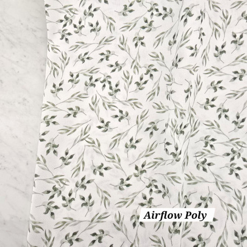 Beth's Exclusive Greenery on White Airflow Poly Fabric (sold by half yards) Beth's Exclusive Greenery on White Airflow Poly Fabric (sold by half yards)