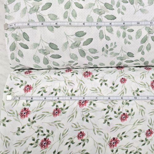 Beth's Exclusive Scattered Greenery Missonia Knit Fabric (sold by half yards)