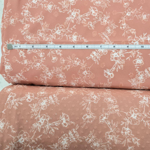 Beth's Exclusive Elegant Peach Florals Knit Swiss Dot Fabric (sold by half yards)