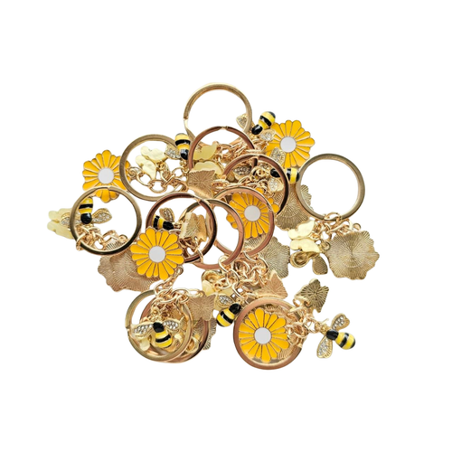 Butterfly, Flower, And Bee Keychain
