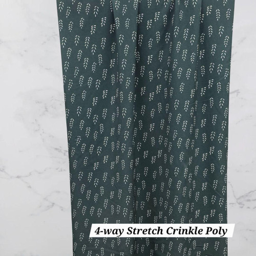 Forest Green Fresh Sprigs 4 Way Stretch Crinkle Poly Fabric (sold by half yard)