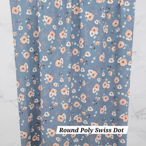 Beth's Exclusive Rose Explosion on French Blue Round Poly Swiss Dot (sold by half yards)