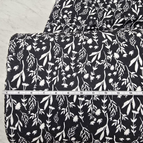 Beth's Exclusive White Flowing Sprigs Knit Swiss Dot Fabric (sold by half yards)