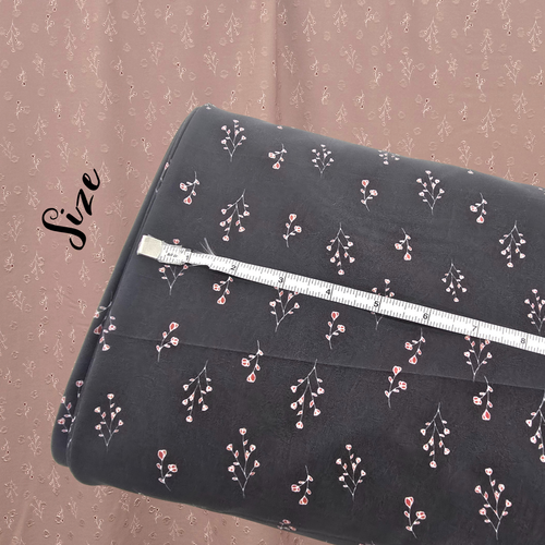 Beth's Exclusive Delicate Stems on Black Poly Rib Knit Fabric (sold by half yards)