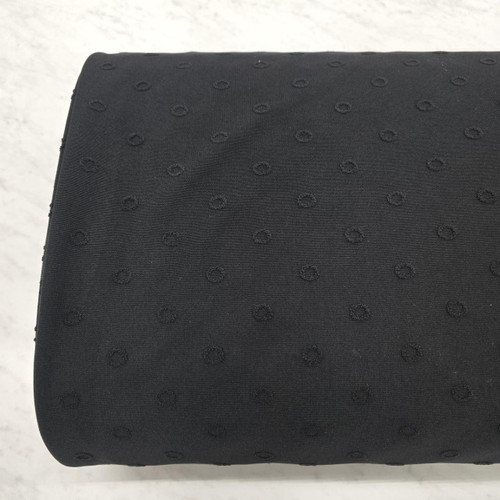 Black Swiss Circles Knit Fabric (sold by half yards)