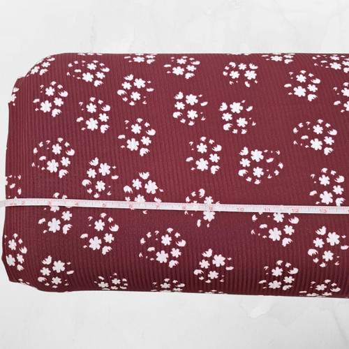 Pink Fresh Flower Knit Swiss Dot Fabric (sold by half yard)