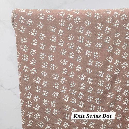 Light Plum Fresh Flower Knit Swiss Dot Fabric (sold by half yard)