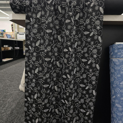Black Textured Design 100% Poly Fabric (sold by half yards)