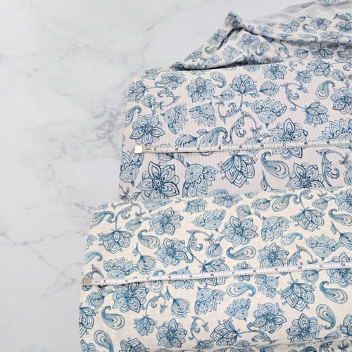 Beth's Exclusive Unique Blue Florals Off white Knit Swiss Dot Fabric (sold by half yards)