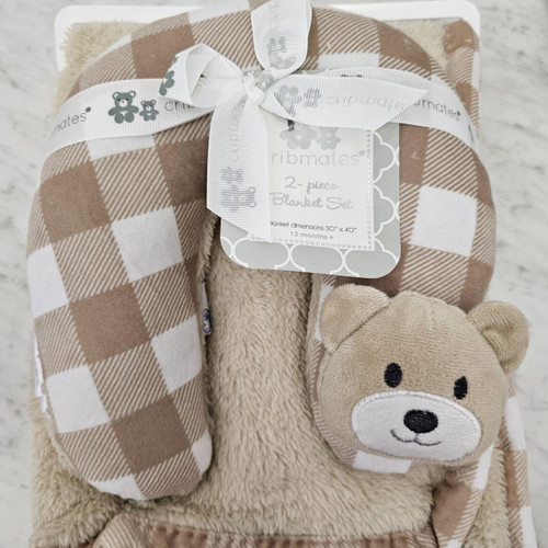 Plush Blanket with Pillow - Tan