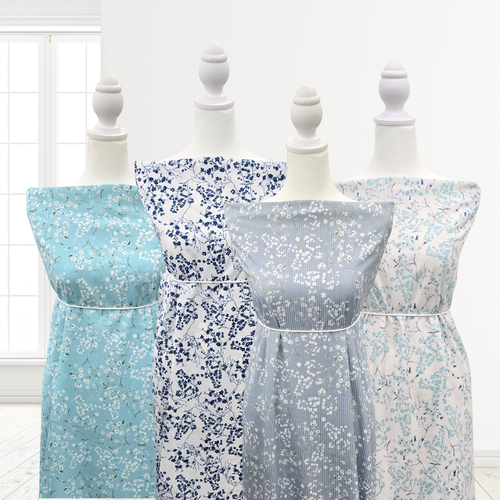 Aqua Cherry Blossom Floral 4 Way Stretch Crinkle Poly Fabric (sold by half yards)