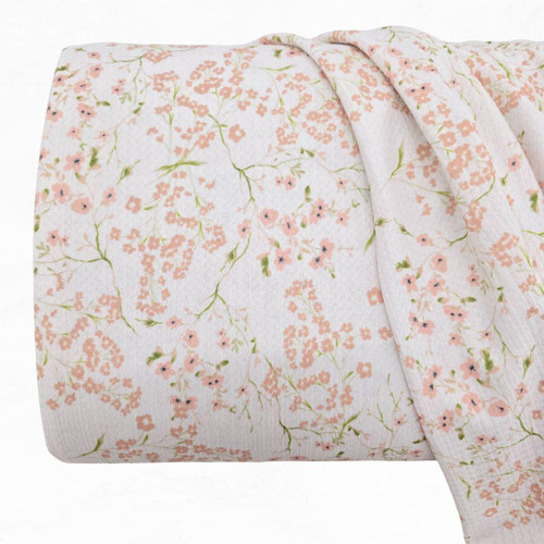 Peach Cherry Blossom Florals Missonia Knit Fabric (sold by half yards)