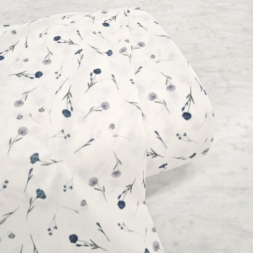 Blue & Gray Sprigs Light-Weight Pineskin Fabric (sold by half yards)