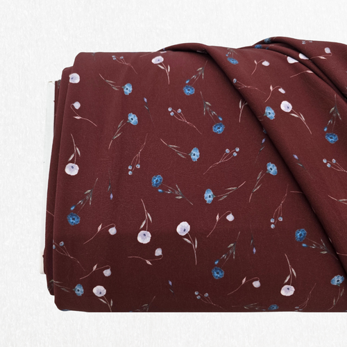 Blue Sprig Burgundy 4 Way Stretch Crinkle Poly Fabric (sold by half yards)