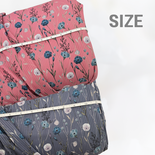 Lily Blue Sprig S 4 Way Stretch Crinkle Poly Fabric (sold by half yards)