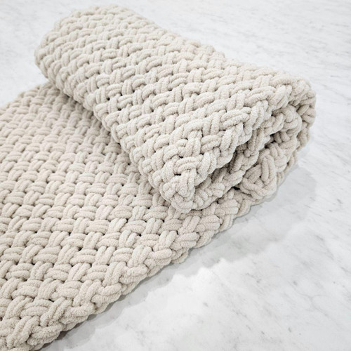 Hand Knitted Tan Baby Blanket