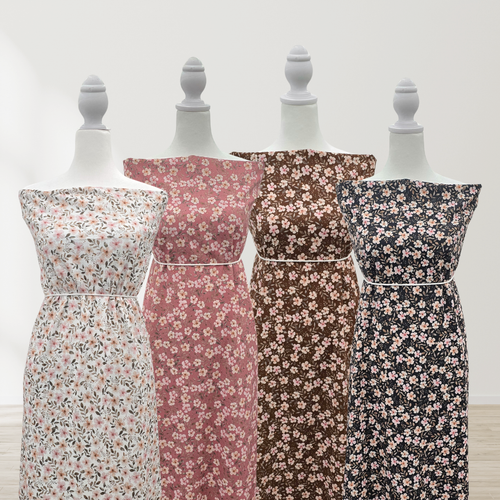 Pink Crowd Brown 4 Way Stretch Crinkle Poly Fabric (sold by half yards)