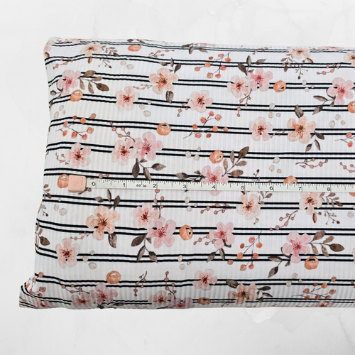 Cherry Spring Striped Rib Knit Fabric (sold by half yards)