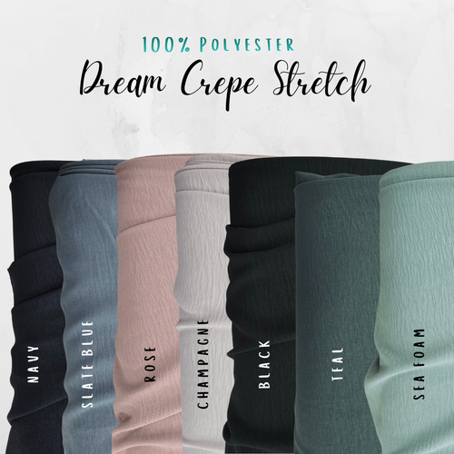 Sea Foam 100% Polyester Dream Crepe Stretch Fabric (sold by half yards)