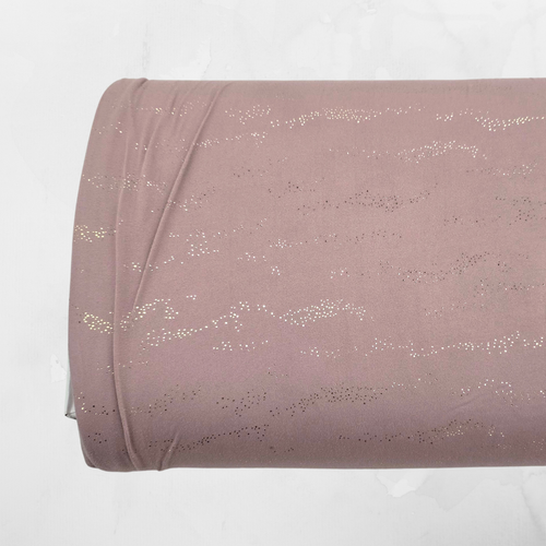 Rose Double Brushed Knit Foil Print (sold by half yards)