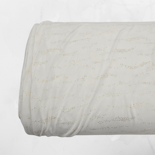 White Double Brushed Knit Foil Print (sold by half yards)