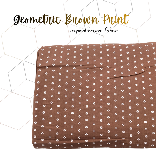 Geometric Print on Brown Tropical Breeze Fabric (sold by half yards)