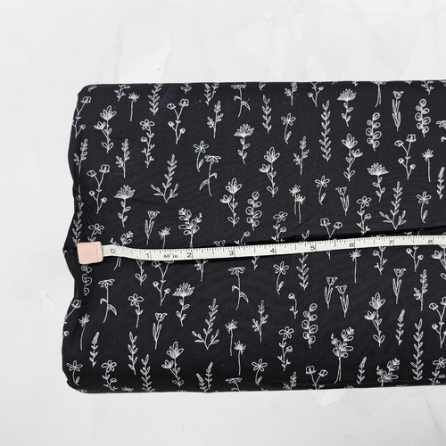 Floral Stems/Herbs on Black Tropical Breeze Fabric (sold by half yards)