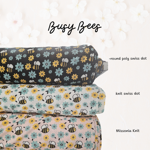 Bees Round Poly Swiss Dot Fabric (sold by half yards)