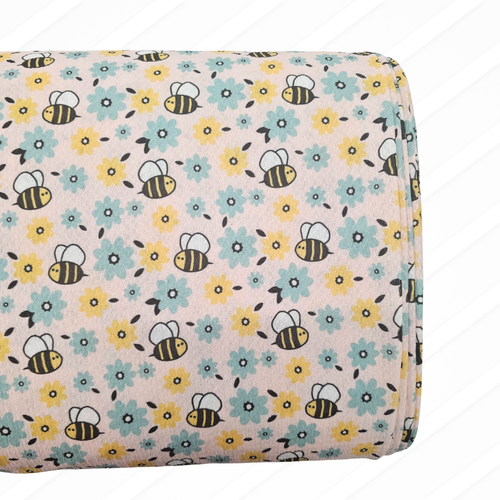 Pink Bees Missonia Knit Fabric (sold by half yards)