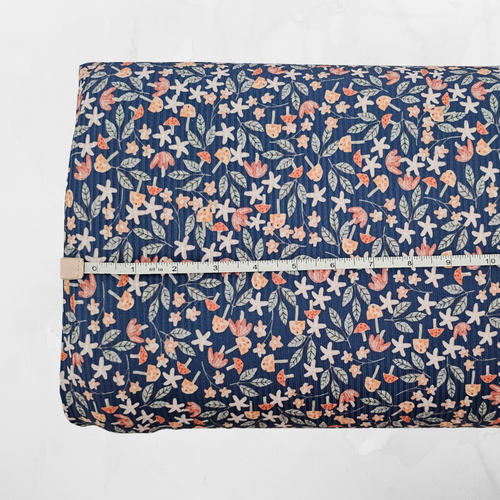 Retro Spring Navy Rib Knit Fabric (sold by half yards)