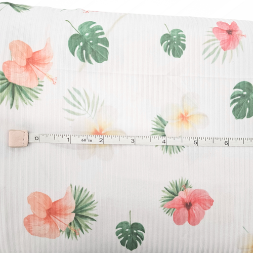 Beach Floral Rib Knit Fabric (sold by half yards)
