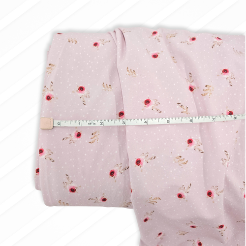 Blush Floral 4 Way Stretch Crinkle Poly Fabric (sold by half yards)