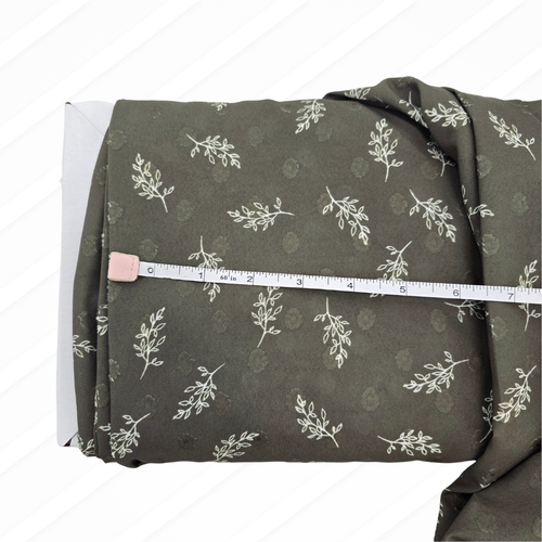 Pink Leaf Olive Round Poly Swiss Dot Fabric (sold by half yards)