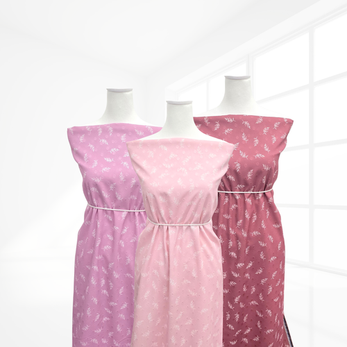 Pink Leaf Mauve Round Poly Swiss Dot Fabric (sold by half yards)