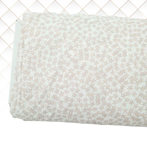 Pink Flower Round Poly Swiss Dot Fabric (sold by half yards)