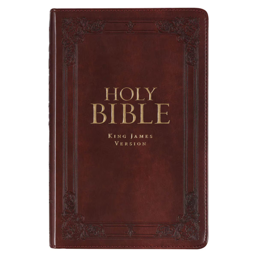 Saddle Tan Faux Leather Deluxe King James Version Gift Bible with Thumb Index