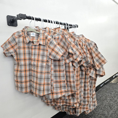 Orange Plaid Short Sleeve Shirt
