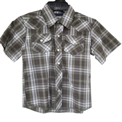 Wrangler Green Plaid Short Sleeve Shirt
