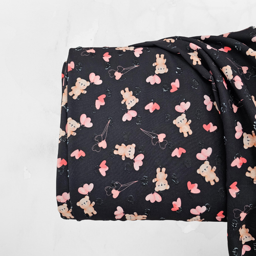 Valentine Bear Round Poly Swiss Dot Fabric (sold by half yards)