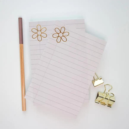 Gold Flower Lined Chunky Notepad