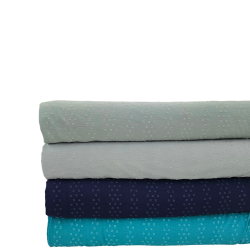 Sea Green Stripes Round Poly Swiss Dot Fabric (sold by half yards)