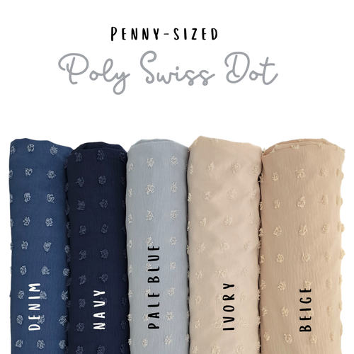 Pale Blue Penny Size Poly Swiss Dot Fabric (sold by half yards)