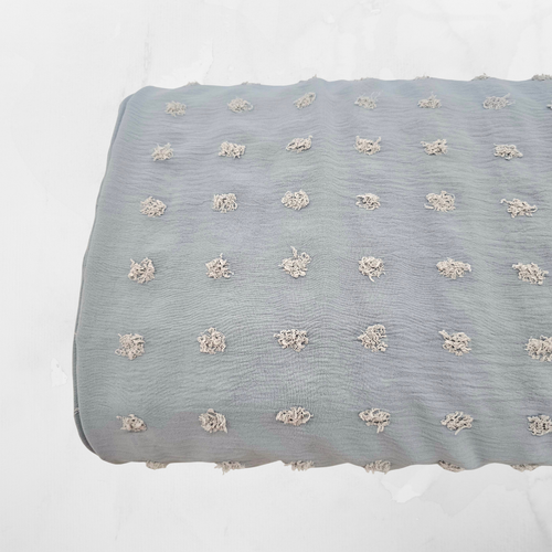 Pale Blue Penny Size Poly Swiss Dot Fabric (sold by half yards)